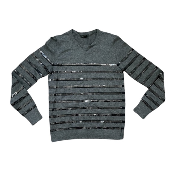 Ann Taylor Gray Striped Sweater Size Medium - Picture 1 of 8